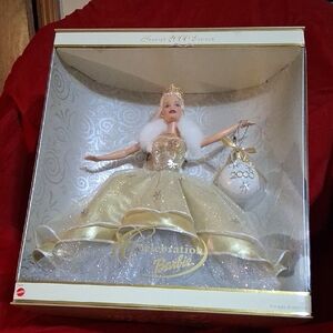 2000 Barbie Celebration Doll - Gold and White
